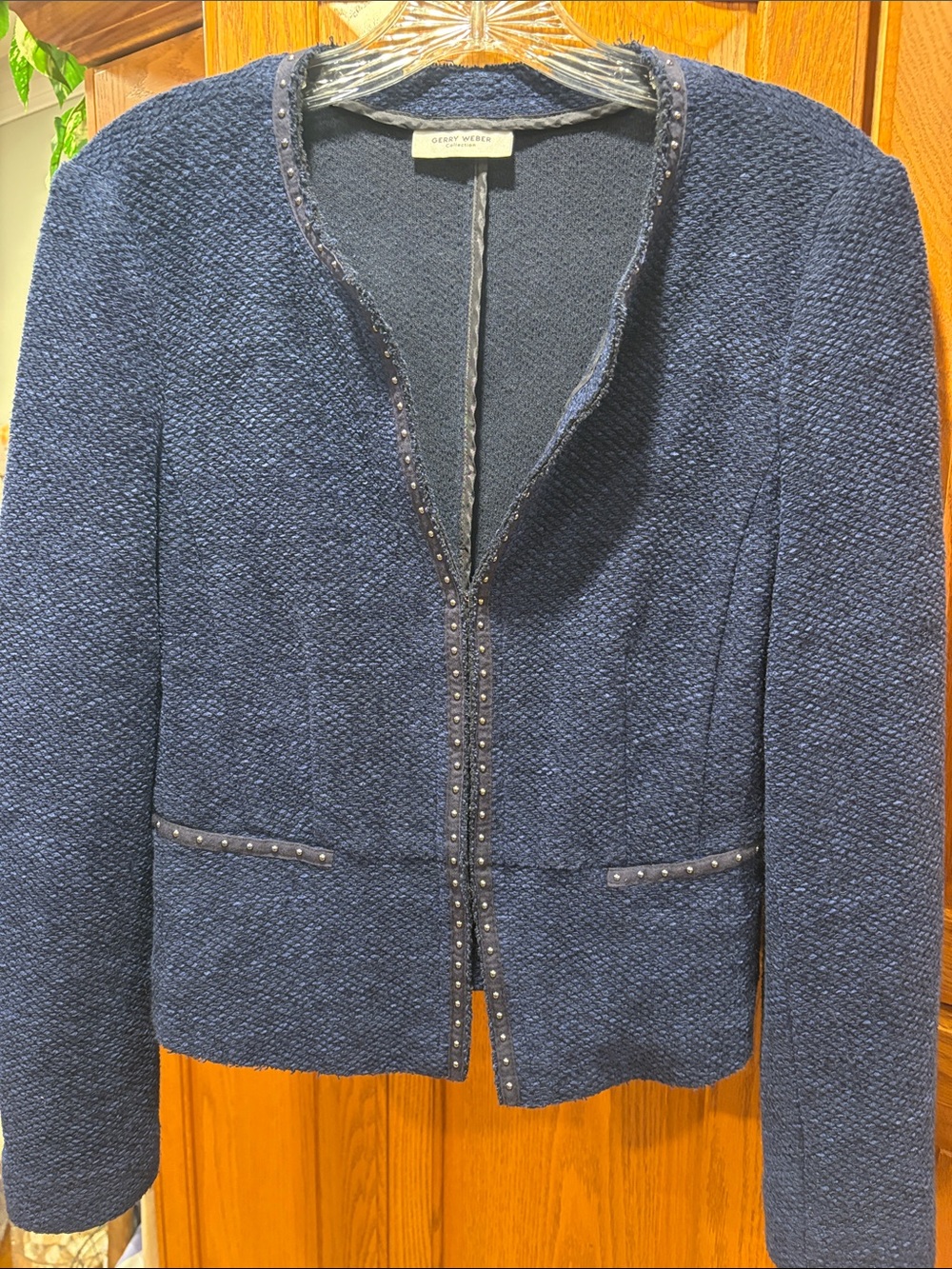 Gerry Weber- Navy Stud-Trim Textured Blazer